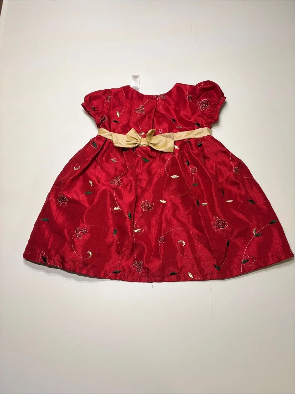 George Baby Girls 24M Red Christmas Holiday Dress Gold Bow Festive